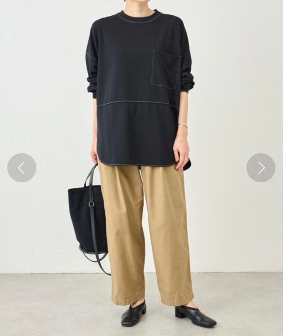 新品タグ付　ビアズリー　 配色ステッチジョーゼット　チュニック　カットソー