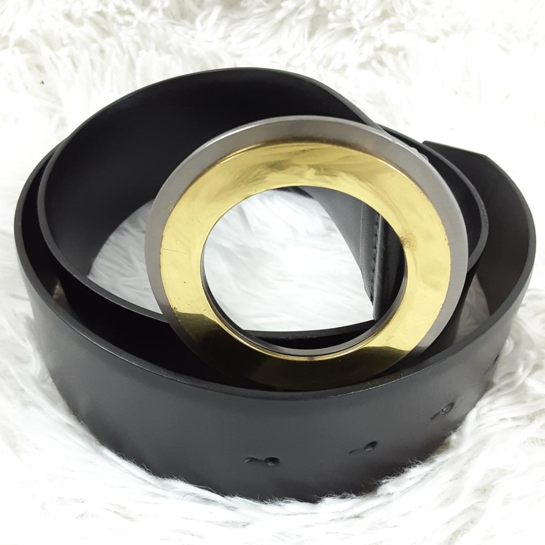 美品◎ドルチェ&ガッバーナ D&G レザーベルト サークルバックル イタリア製