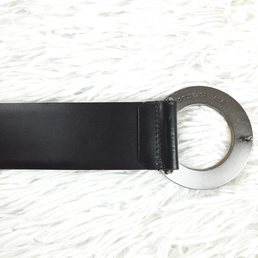 美品◎ドルチェ&ガッバーナ D&G レザーベルト サークルバックル イタリア製