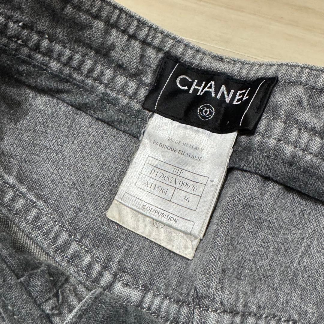 chanel デニム フレアパンツ ココマーク ラインストーン