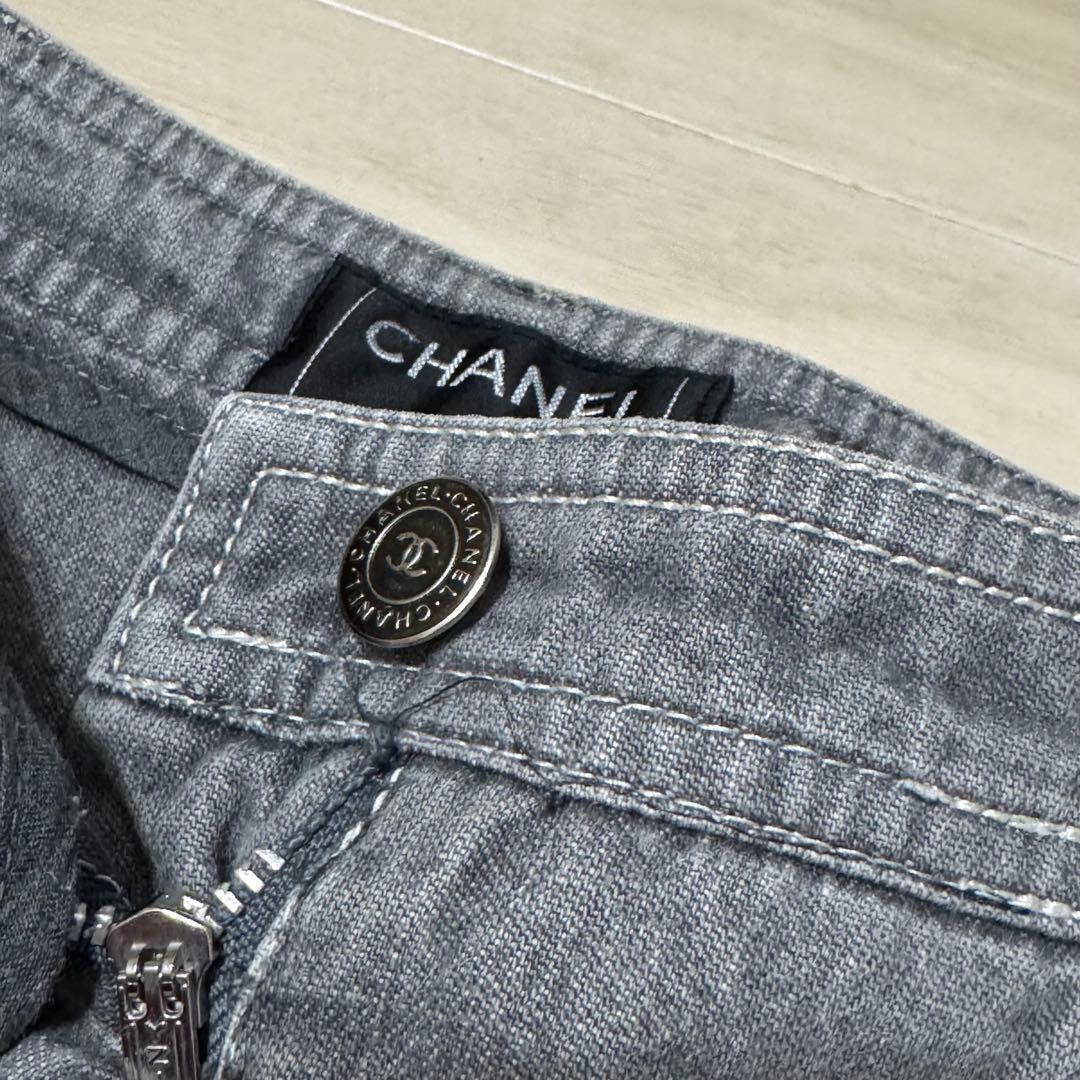 chanel デニム フレアパンツ ココマーク ラインストーン