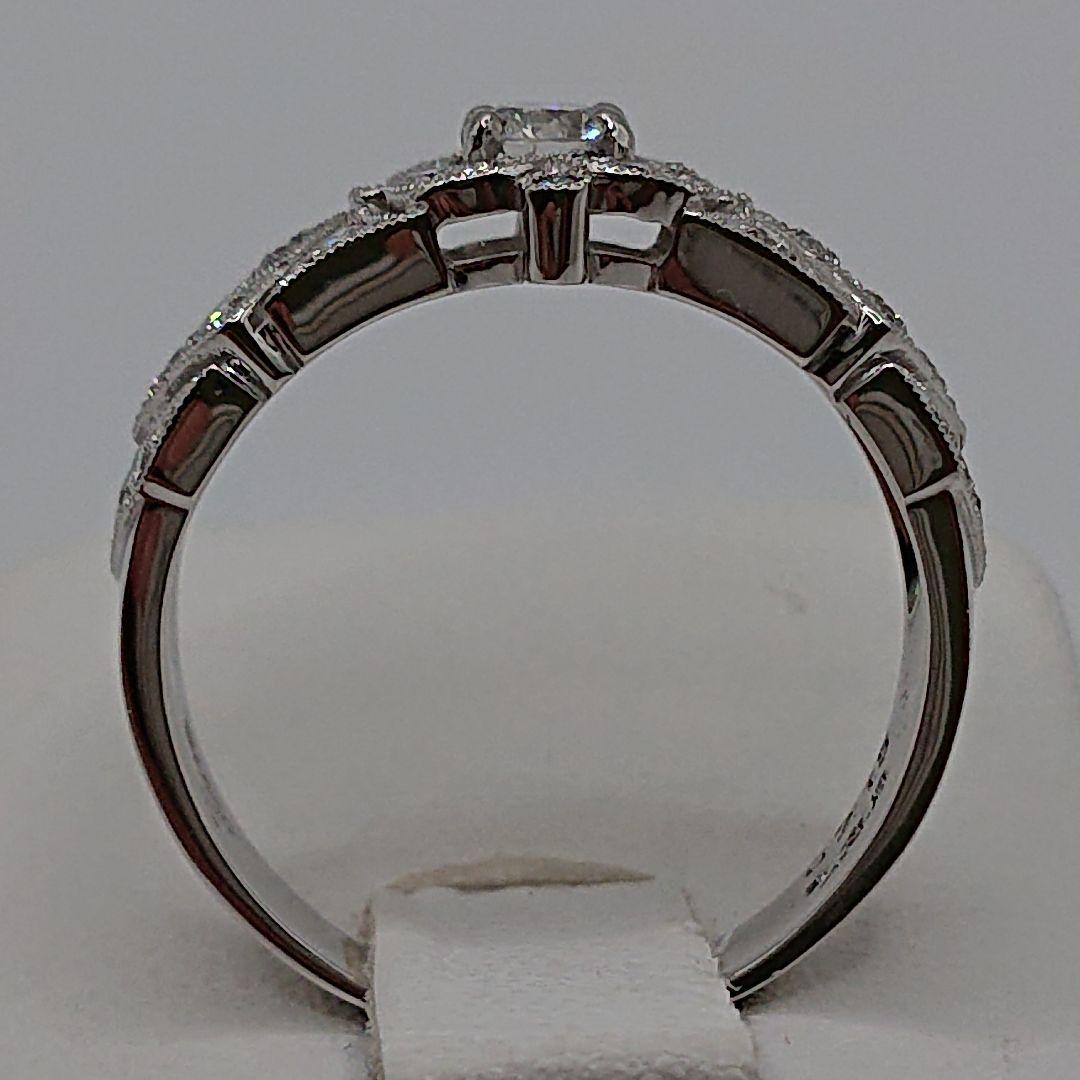 アンティーク風フラワーデザイン 天然ダイヤモンドリング Pt950