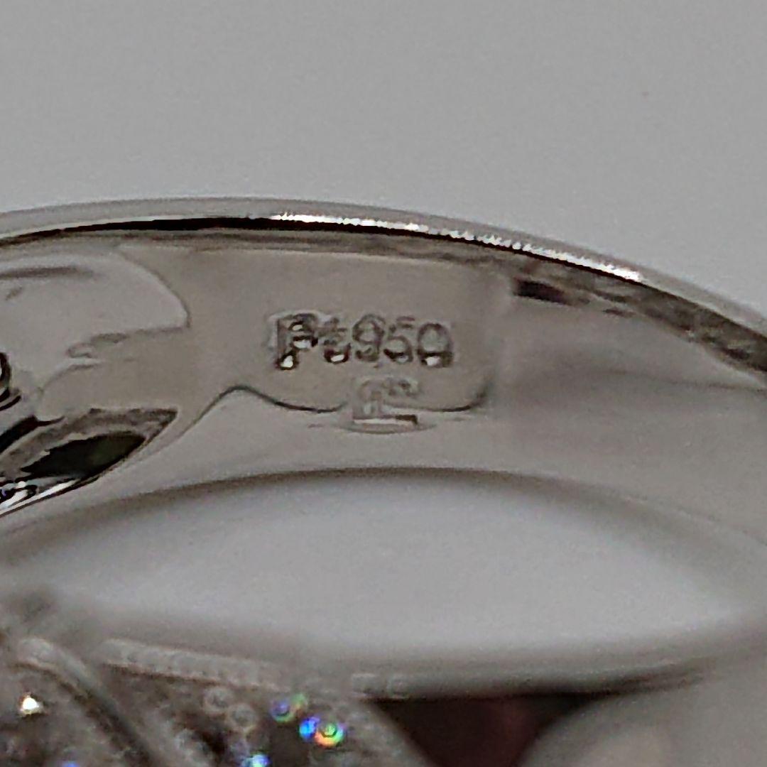 アンティーク風フラワーデザイン 天然ダイヤモンドリング Pt950