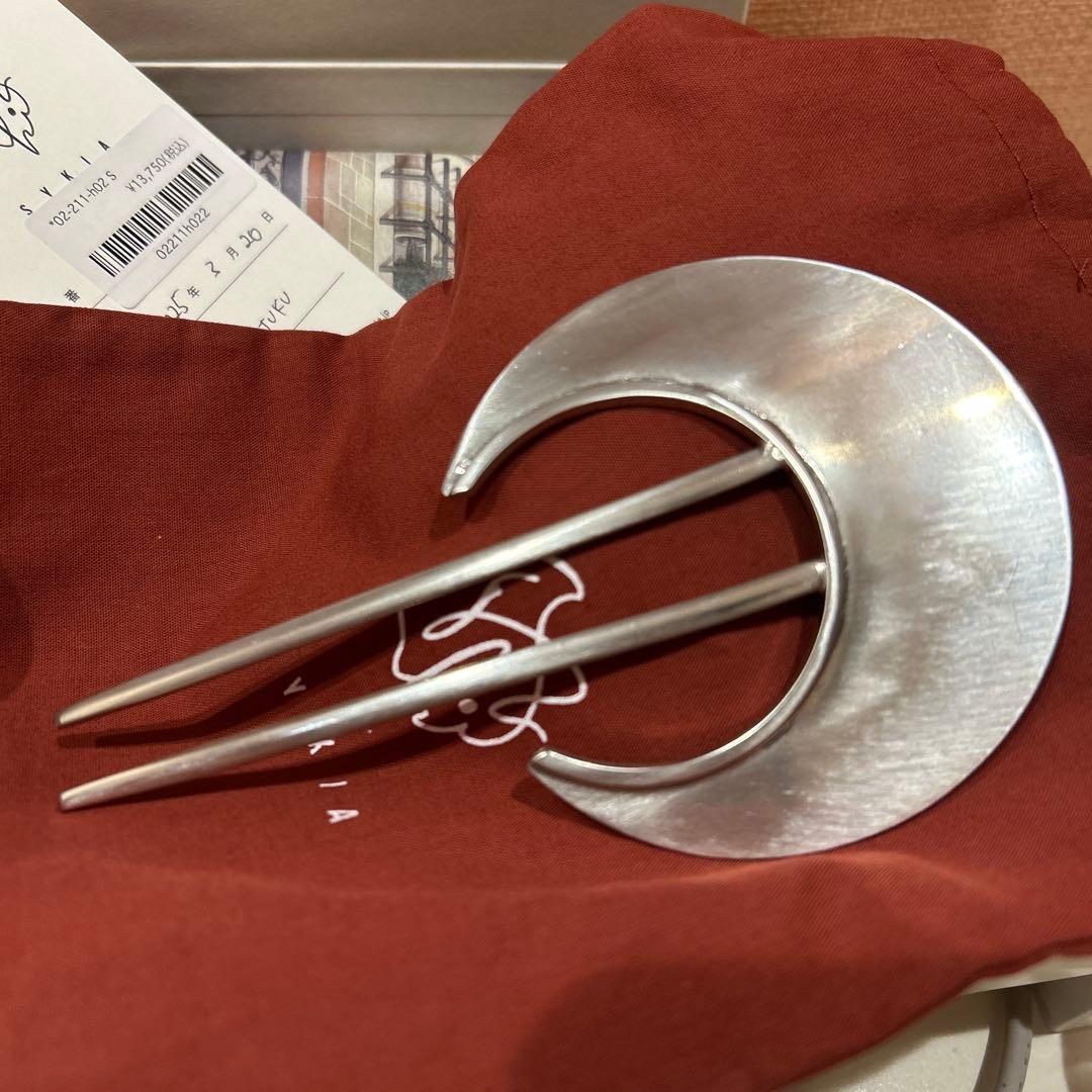 Moon Plate Hair Fork（silver）