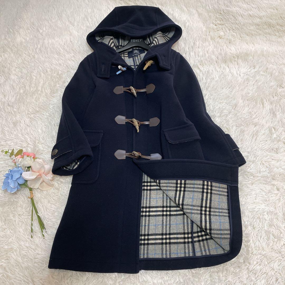バーバリーロンドン ダッフルコート ネイビー ノバチェック XS相当　140cm