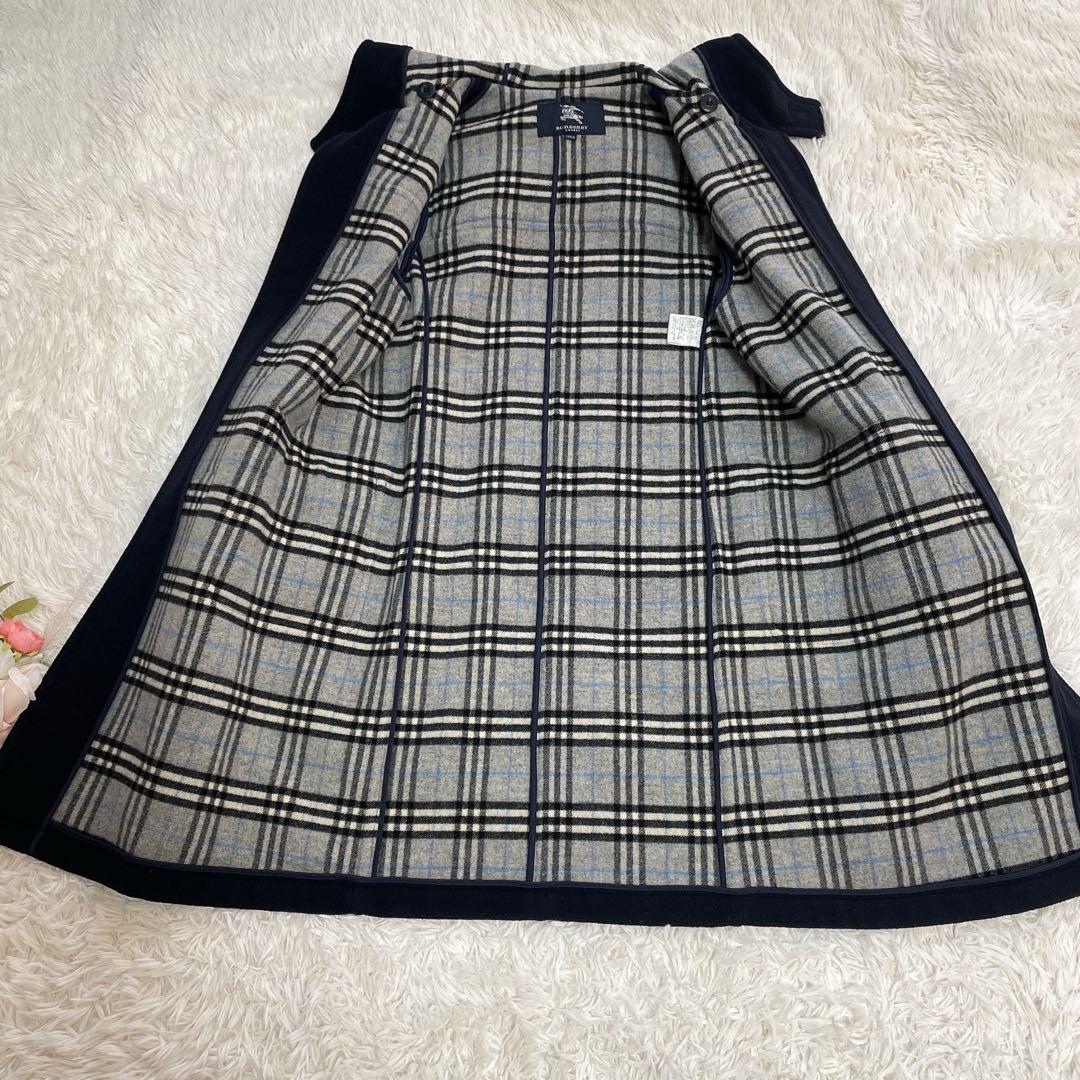 バーバリーロンドン ダッフルコート ネイビー ノバチェック XS相当　140cm
