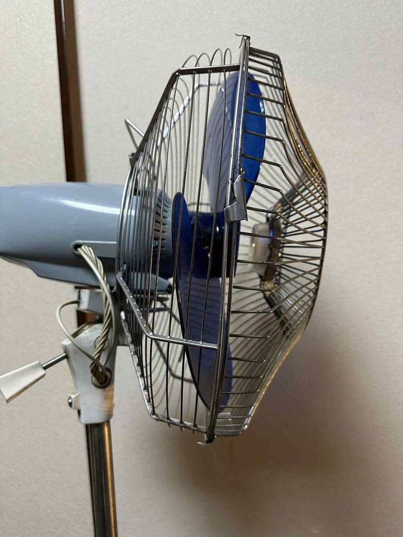 レトロスタイル スタンド式扇風機 青