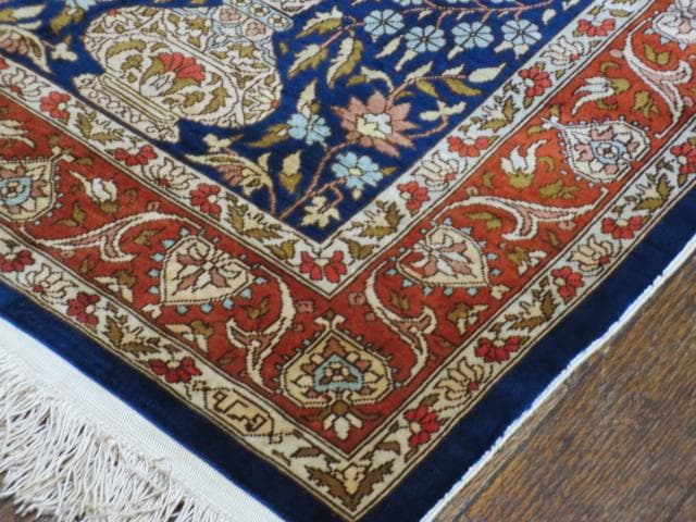 美品 手織り シルク トルコ HEREKE ヘレケ ゴルダニ文様 ペルシャ 絨毯