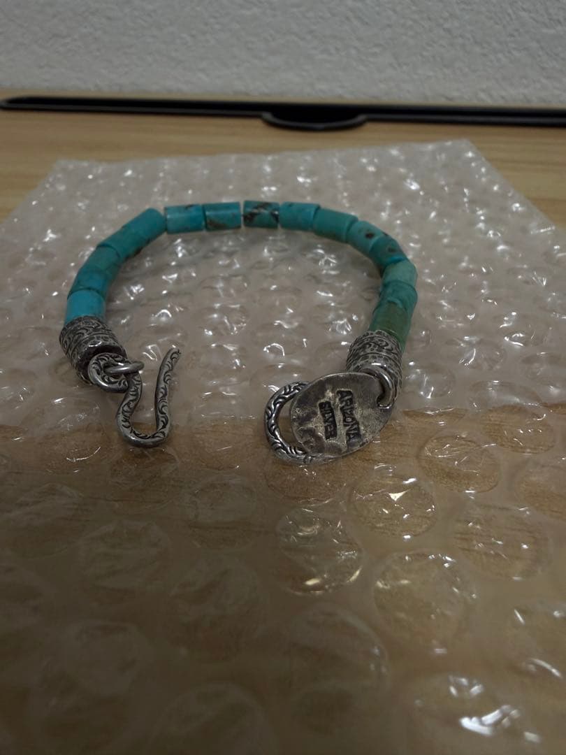 アリゾナフリーダムターコイズビーズ925シルバーブレスレット
