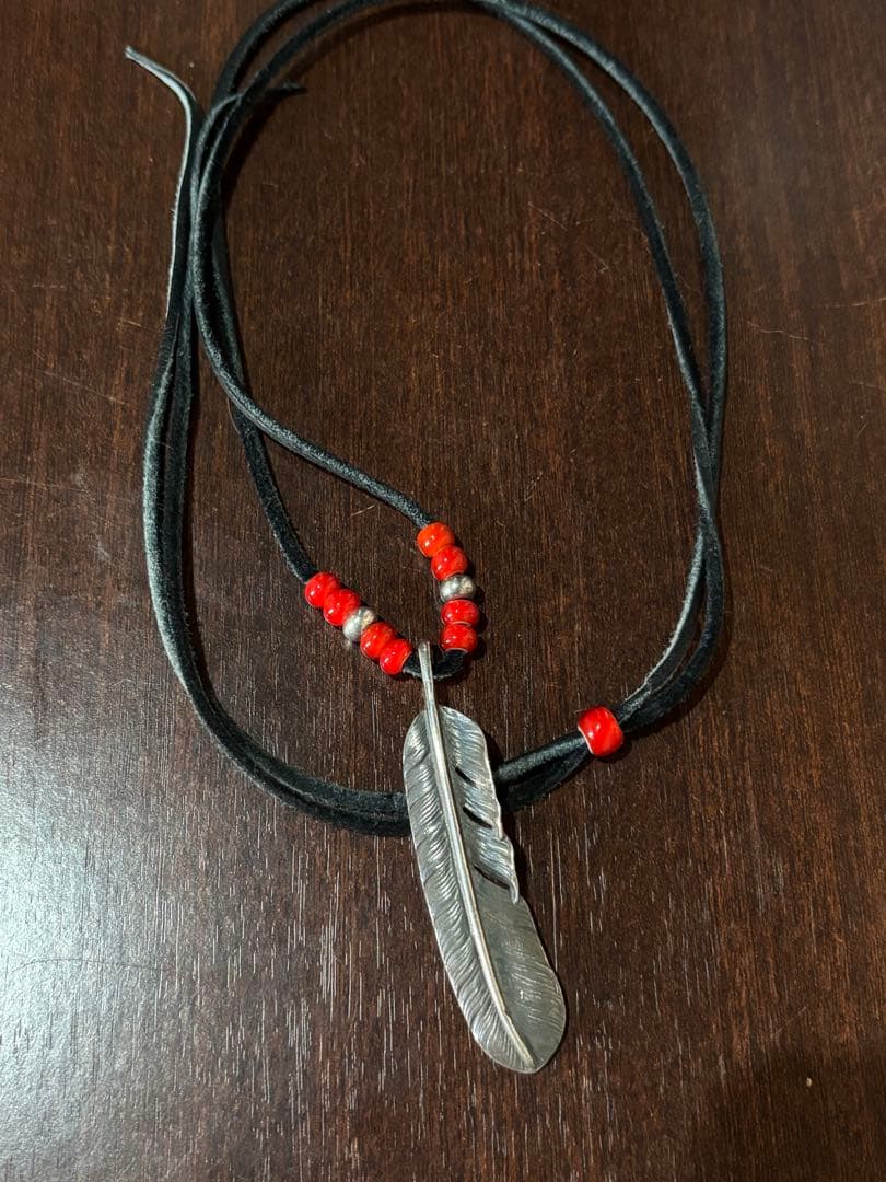 ゴローズシルバープレーン特大フェザーOLD 美品　雰囲気抜群　鹿革紐セット