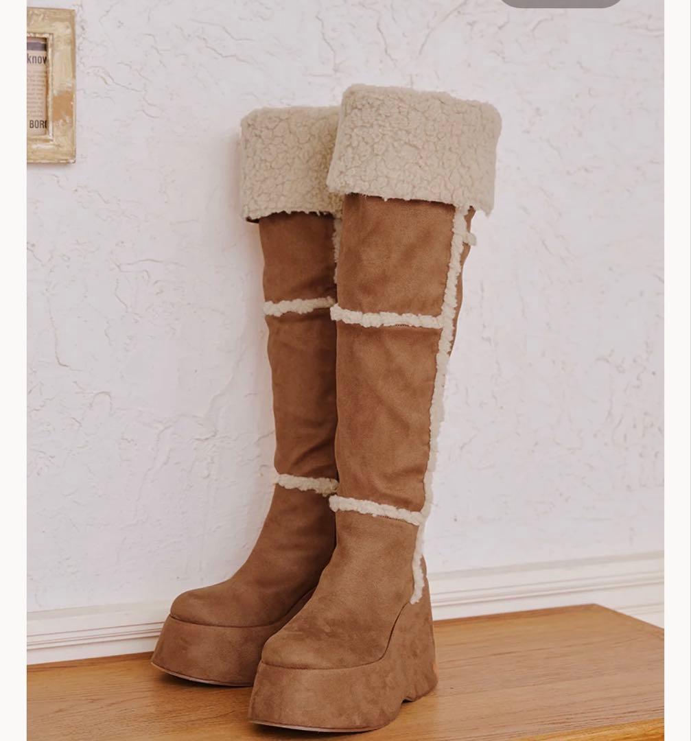 ダーリッチ　フェイクムートンニーハイブーツ　CAM