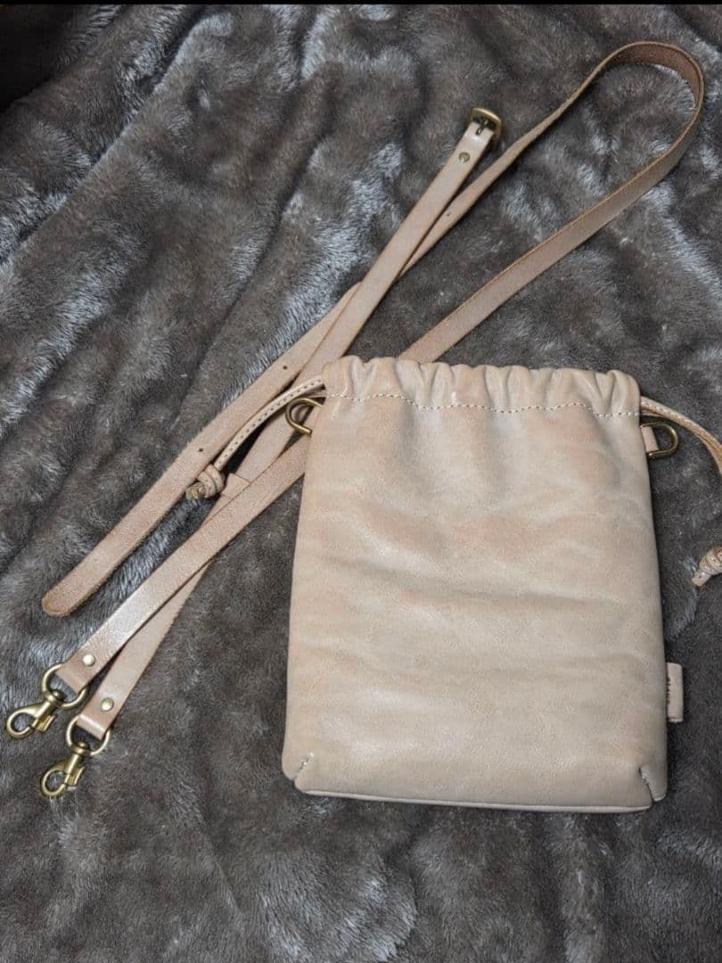 プラント アイボリー ドローストリングポーチ