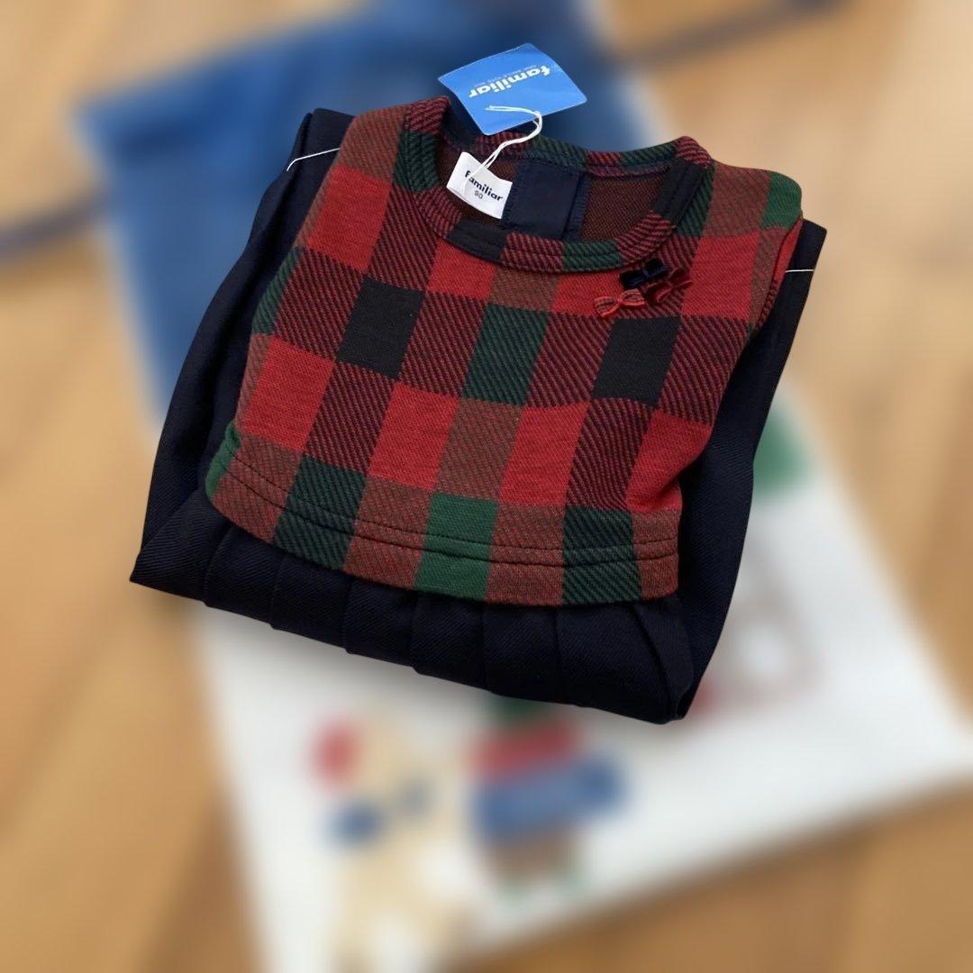 familiar チェック柄フォーマルドレス 90