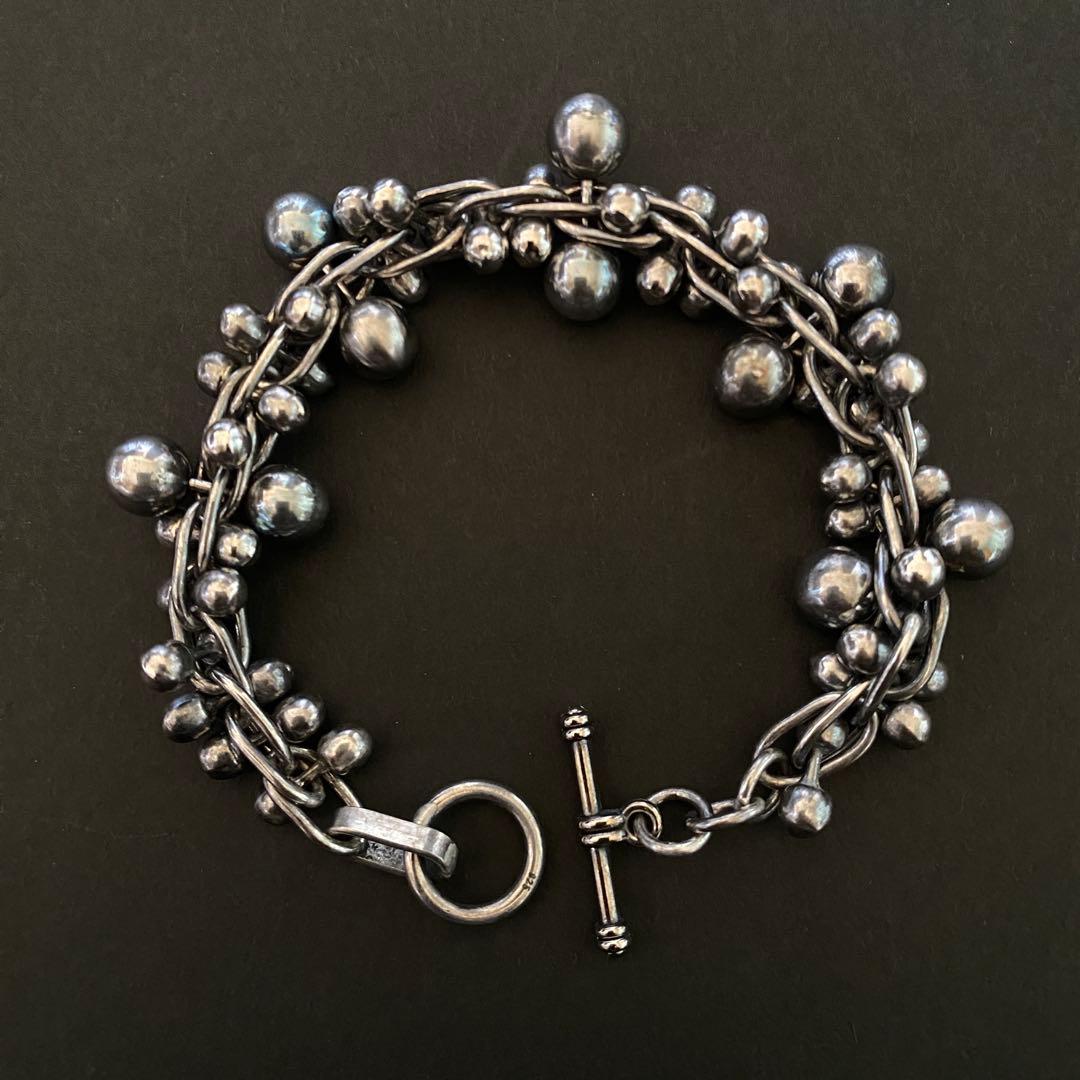 Vintage メキシコ シルバー パール DNA ブレスレット 8mm玉