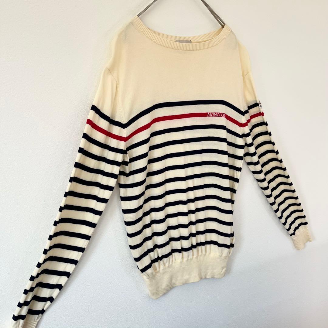 【人気定番】モンクレール ニット セーター ボーダー クリーム S