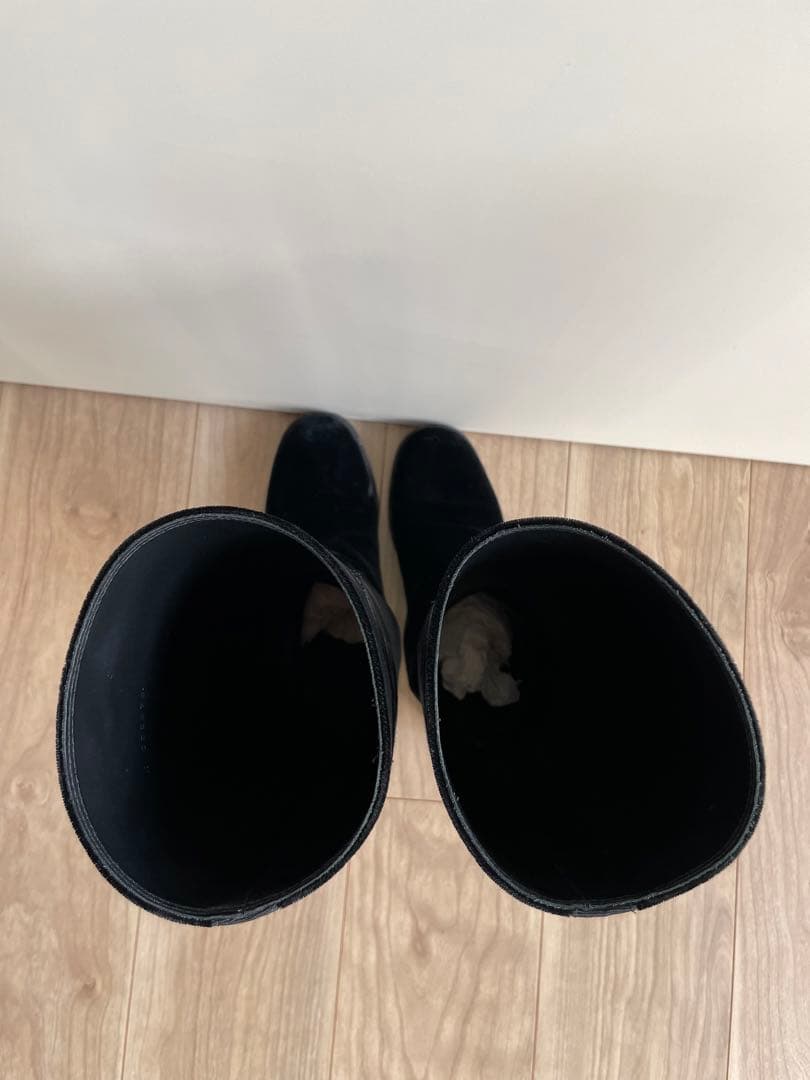 CHANEL ブラック ベルベット ロングブーツ　36