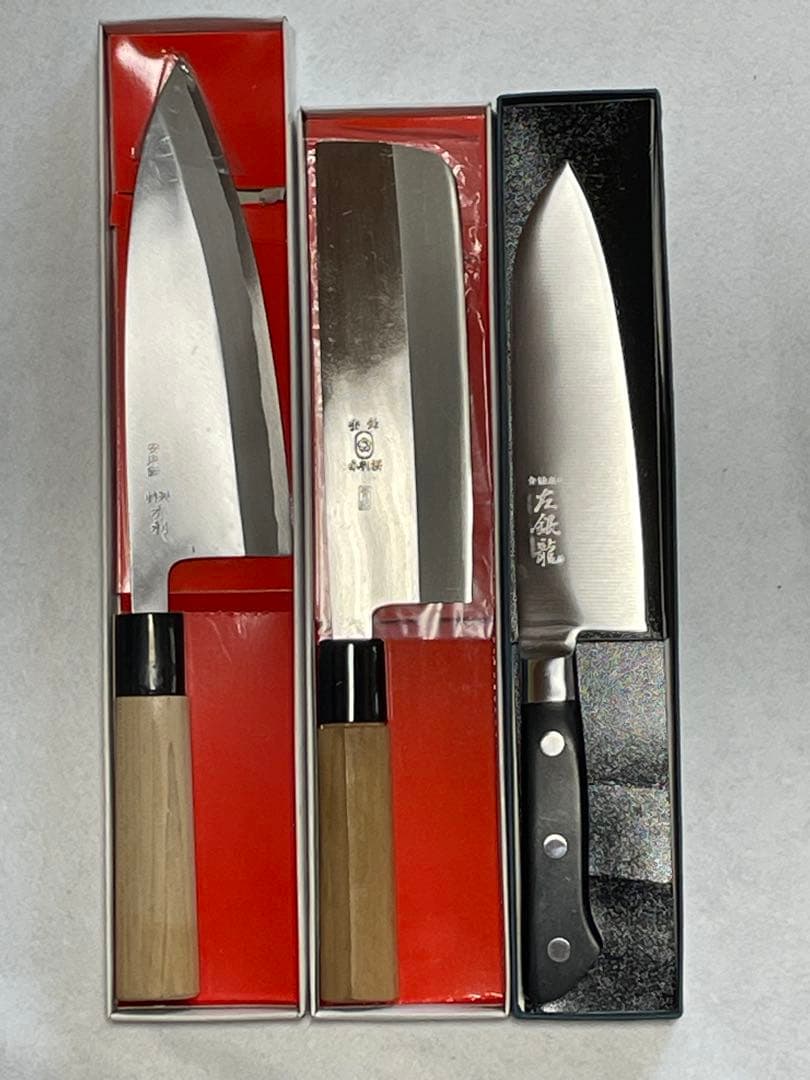 未使用品　包丁×3点まとめて　秀利　小判桜　左銀龍