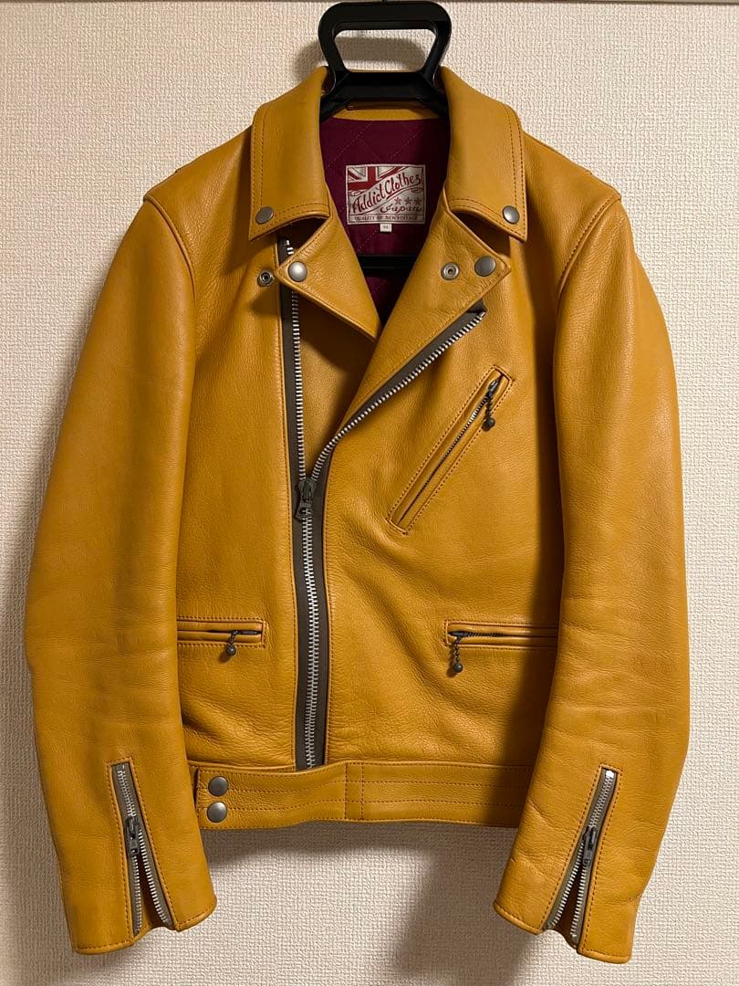 addict clothesライダースAD-03イエロー 34 ルイスレザー