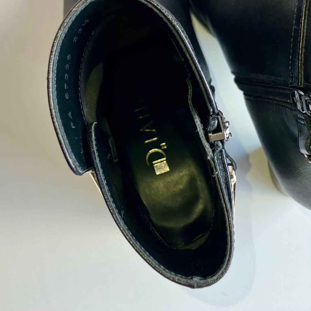 新品未使用DIANA ダイアナ ショートブーツ ブラック 23.5 サイドジップ