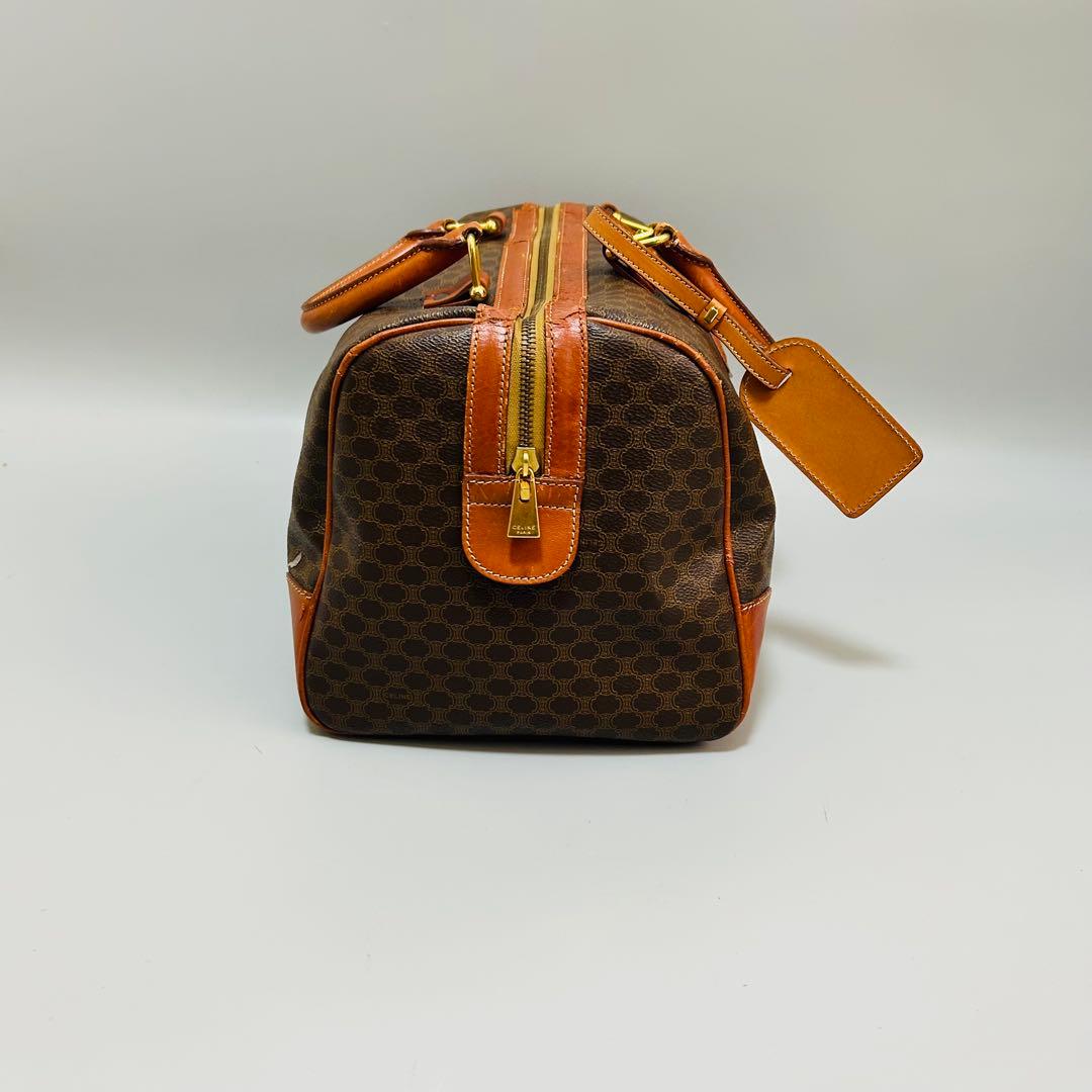 CELINE セリーヌ マカダム柄 PVC ボストンバッグ トラベルバッグ 茶色
