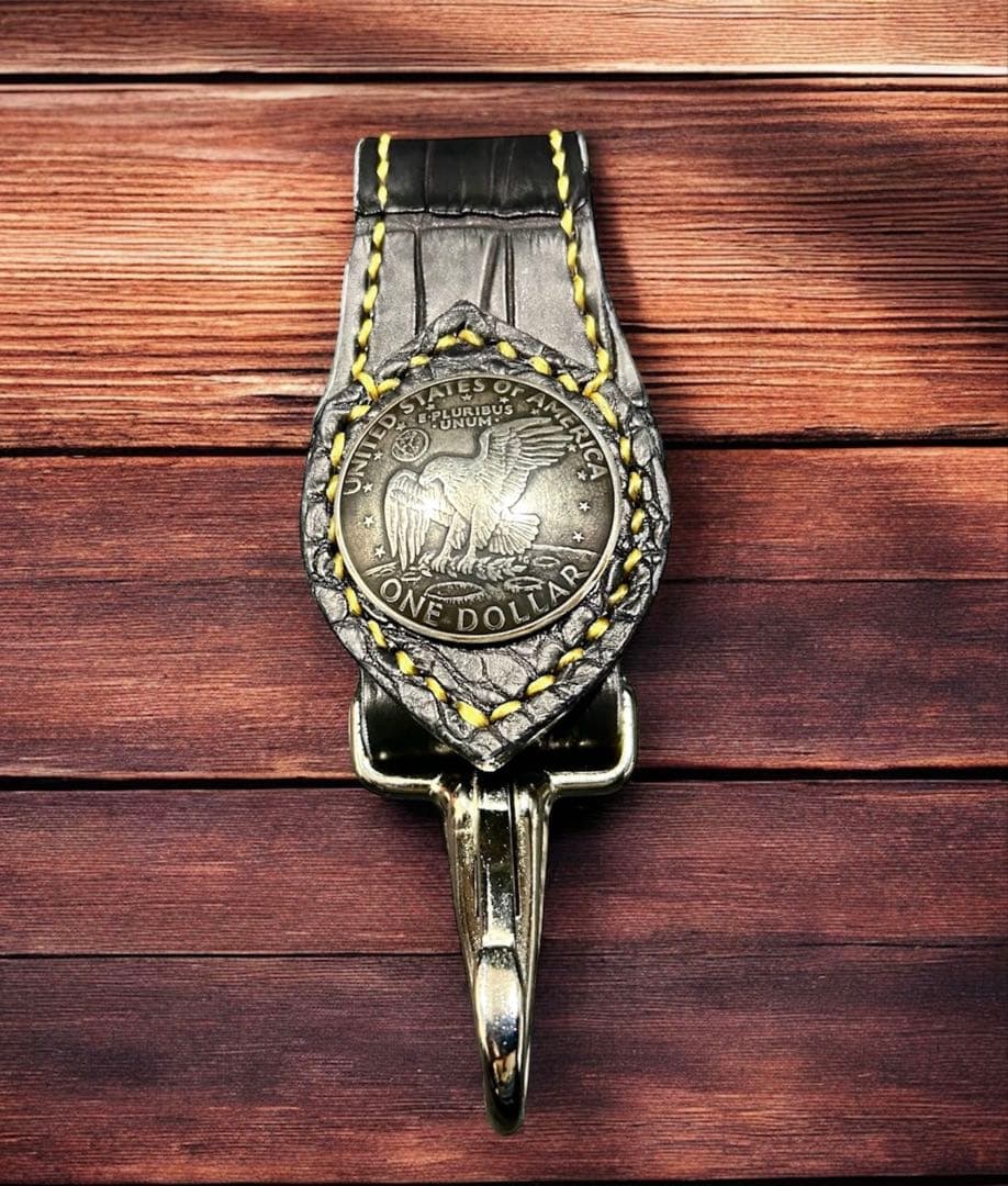 全クロコ 本革 コンチョ ベルトループ キーホルダー Gravy Leather