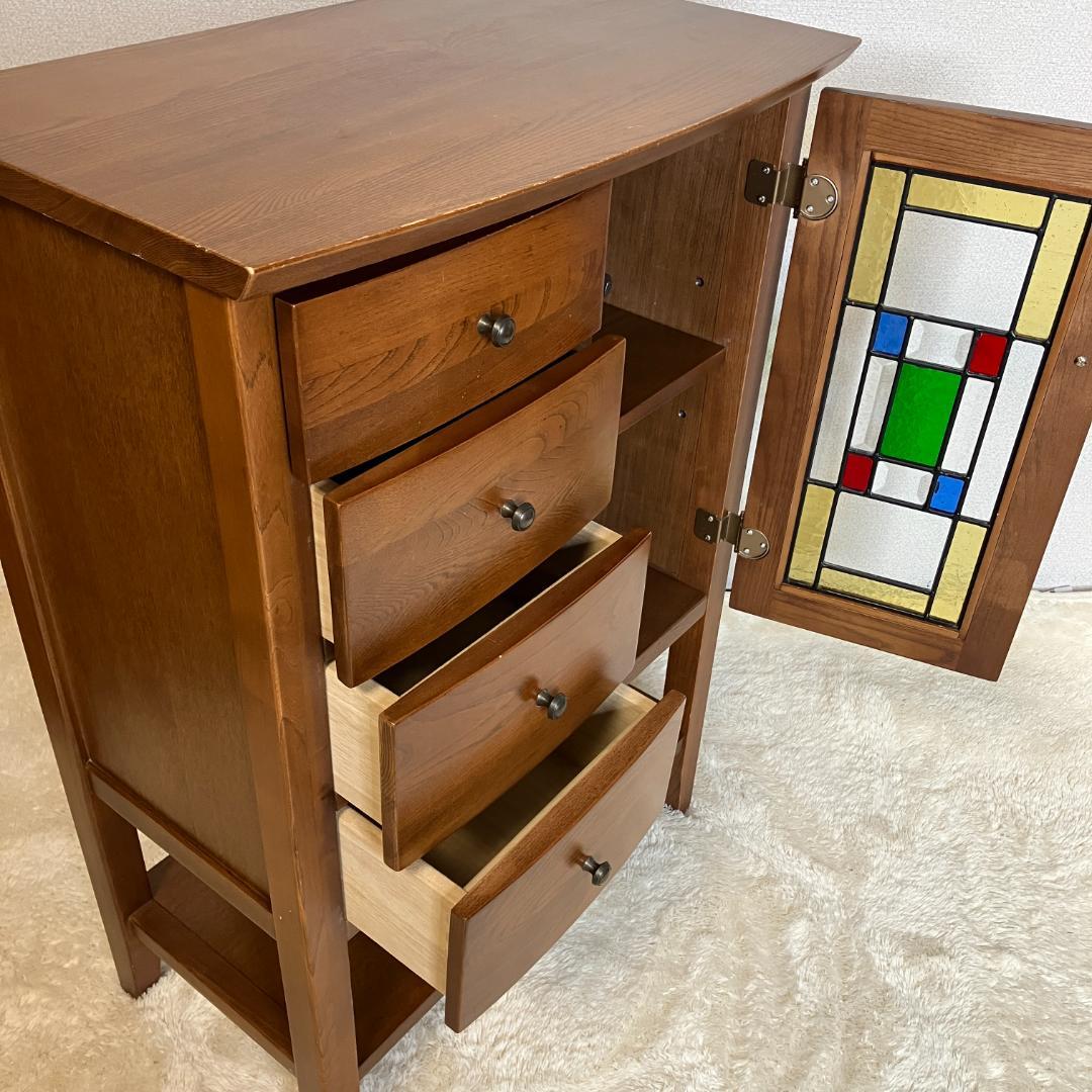 曙工芸　オーロラ3022　キャビネット　サイドボード　ステンドグラス