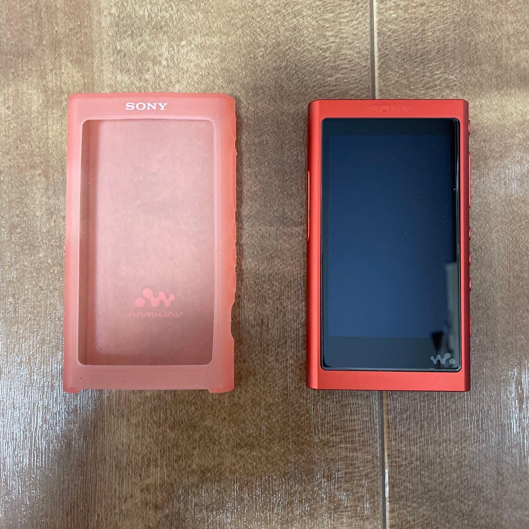 SONY NW-A55 レッド　ソニー　ウォークマン、社外品ケース、予備ケーブル