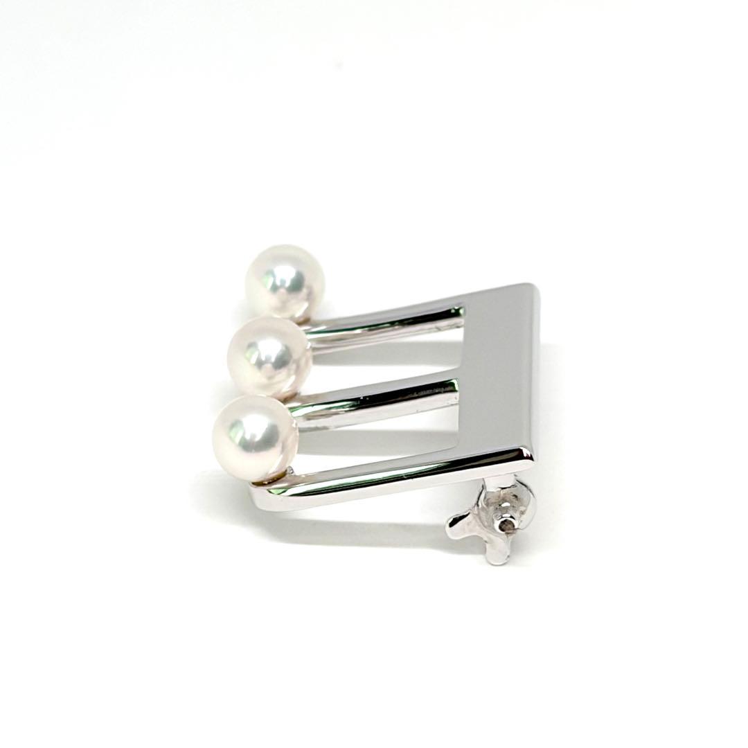【新品仕上げ】ミキモト 音符 3P パール シルバー ブローチ