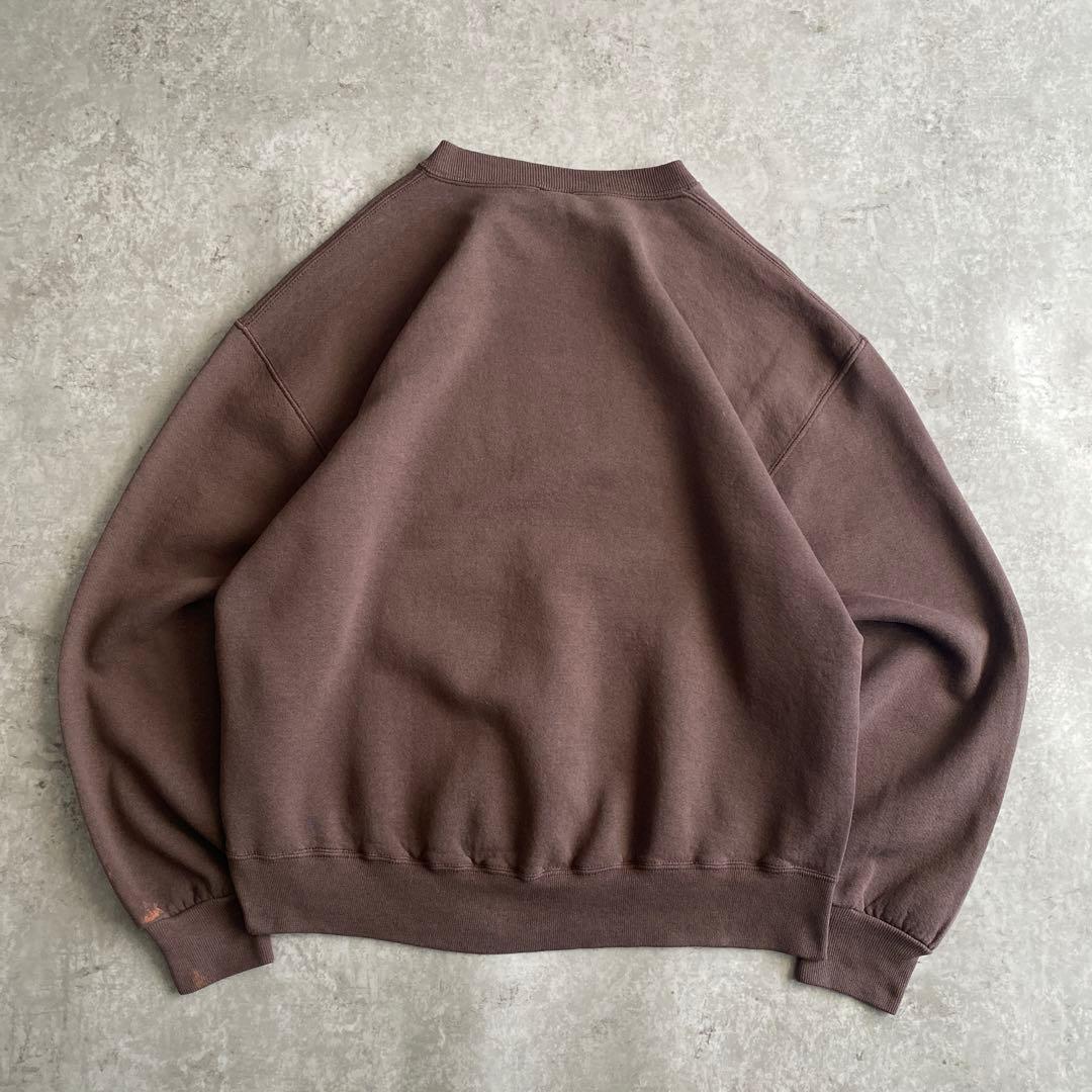 さと ラッセル 前V 無地 スウェット USA製 L モカブラウン