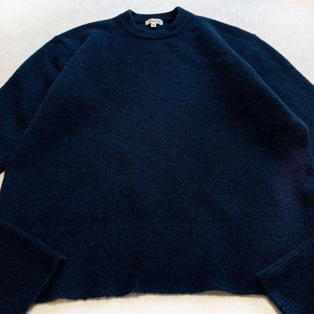 美品✴︎Blamink ヤク混 クルーネック ニット 38 ネイビー ブラミンク