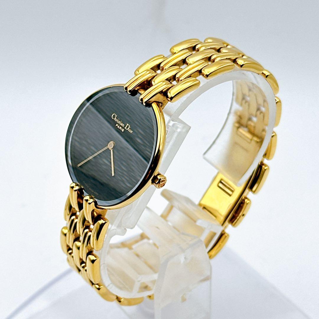 美品 稼動品 クリスチャンディオール バギラ ゴールド 黒文字盤