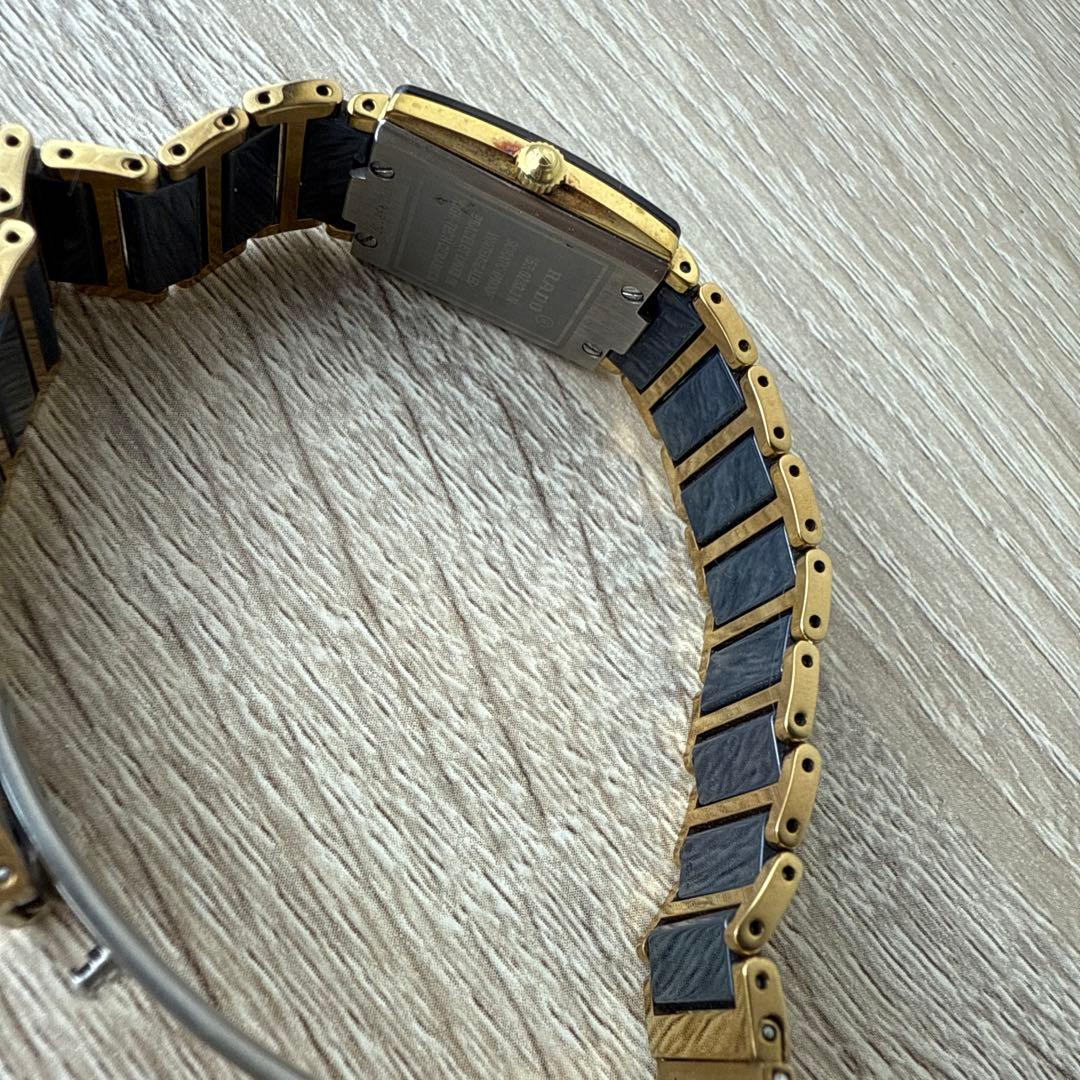 ラドージュビリークォーツレディース 腕時計セラミックゴールドGP 4Pダイヤ入り