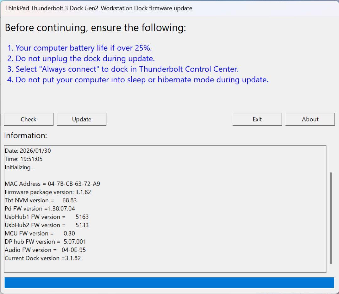 Lenovo TB3 Dock Gen2 最新ファーム適用済