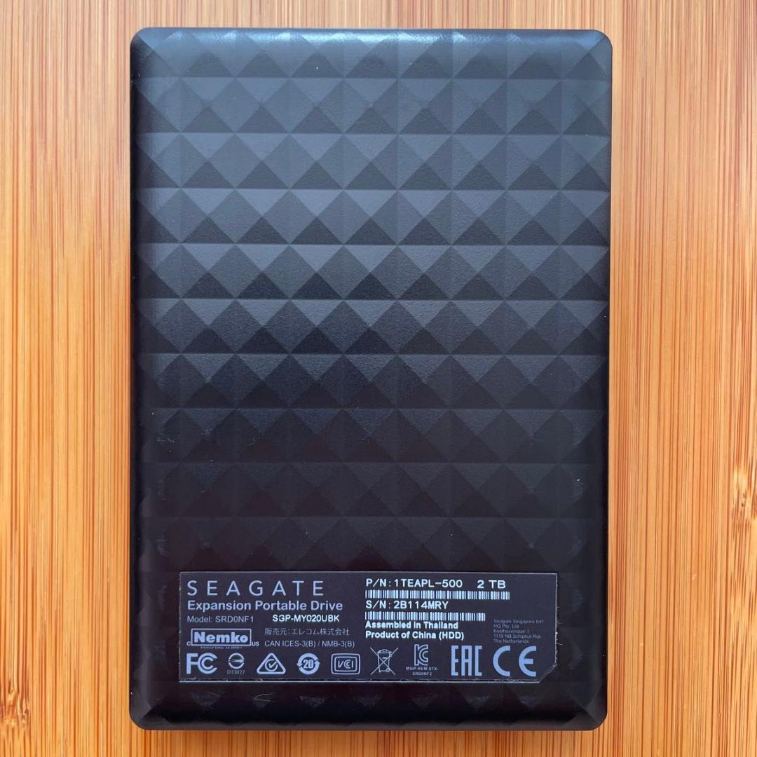 Seagate ポータブルハードHDD 2TB (SGP-MX020UBK)