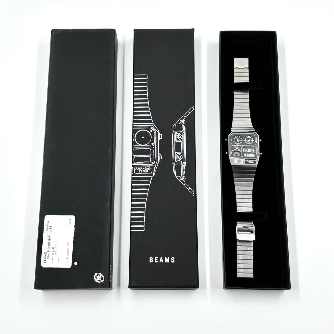 【美品】 シチズン ビームス 別注 アナデジ テンプ 腕時計 ブラック 稼働