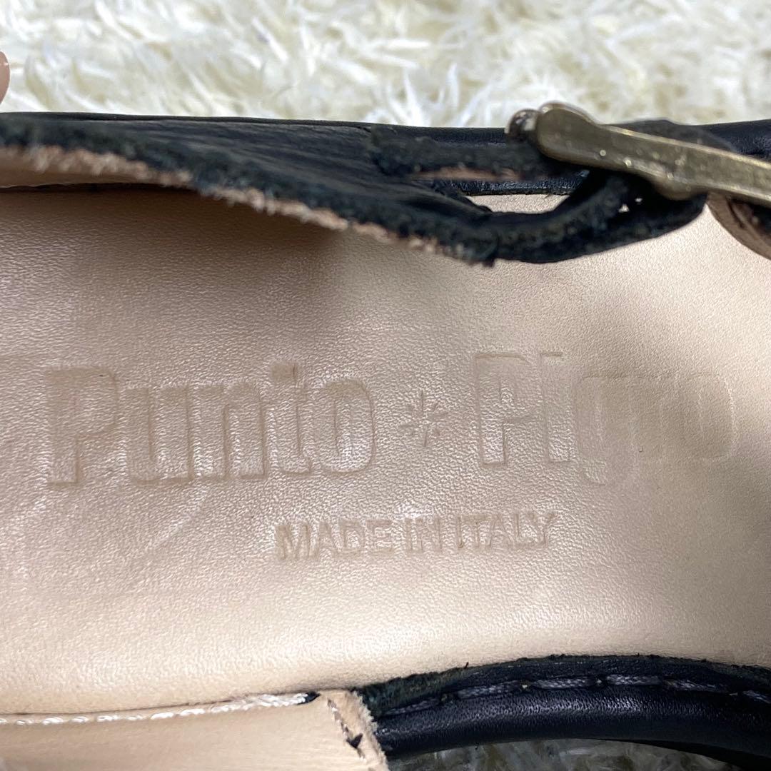 『美品』PUNTO PIGRO Tストラップ レザーシューズ ブラック レザー