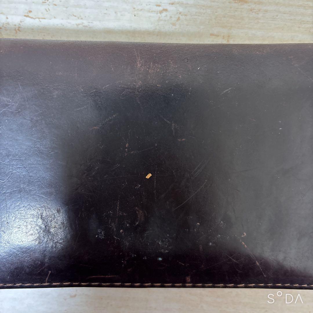 HTC 長財布 財布 スタッズ ダークブラウン