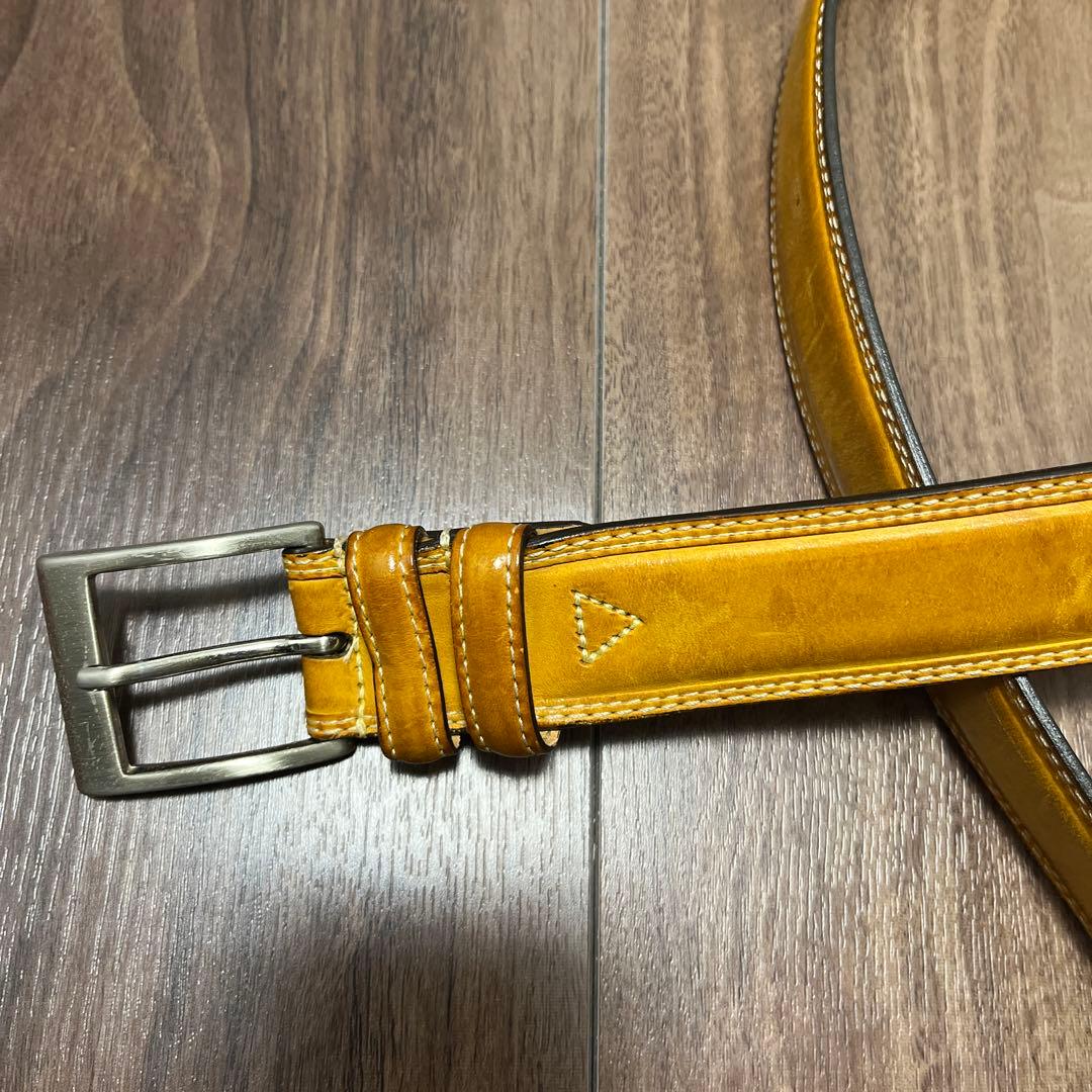 LEYVA イエロー hand made in spain レザーベルト 32