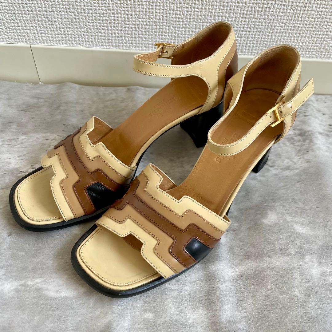 エルメス アンサン サンダル ヒール マルチカラー 36サイズ