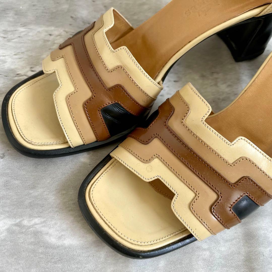 エルメス アンサン サンダル ヒール マルチカラー 36サイズ