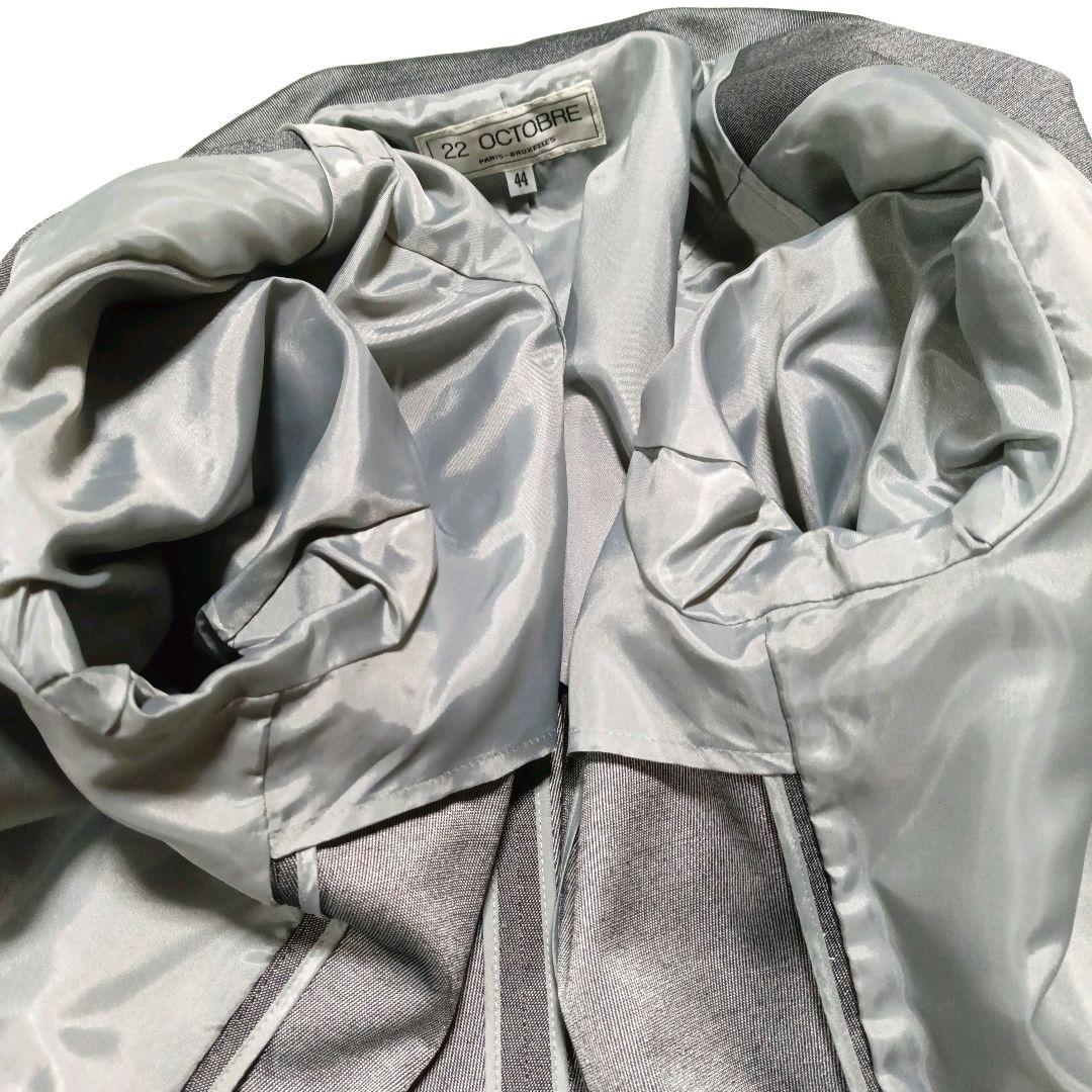 【22OCTOBRE】 セットアップ パンツスーツ　グレー　光沢　【超美品】