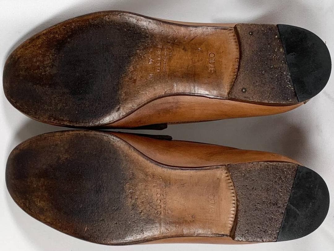 【正規】美品 グッチ GUCCI レザー ホースビットローファー 37 1/2