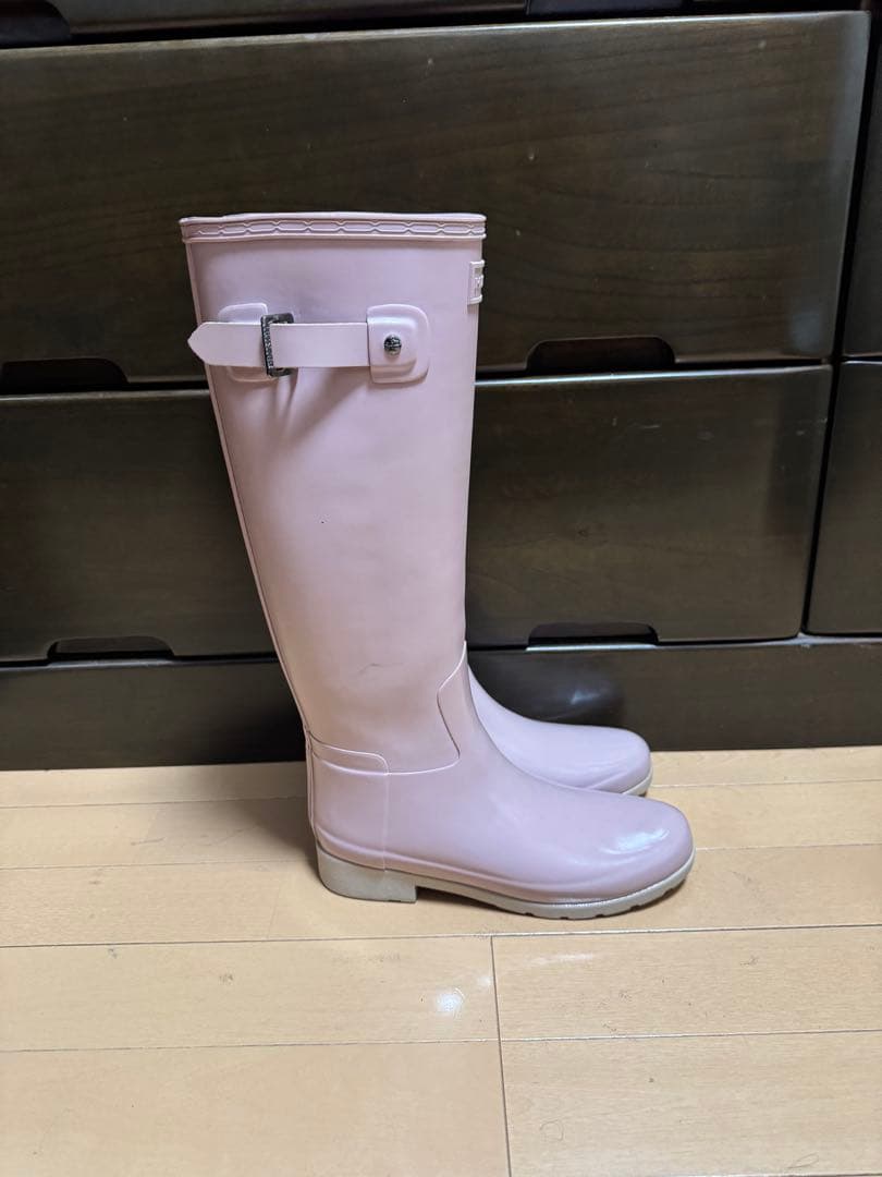 23cm HUNTER 薄いピンク　バックル付きロングブーツ