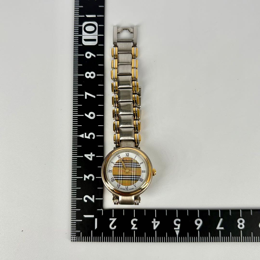 【稼働品】BURBERRY 11500L SS/GF 白 QZ レディース腕時計