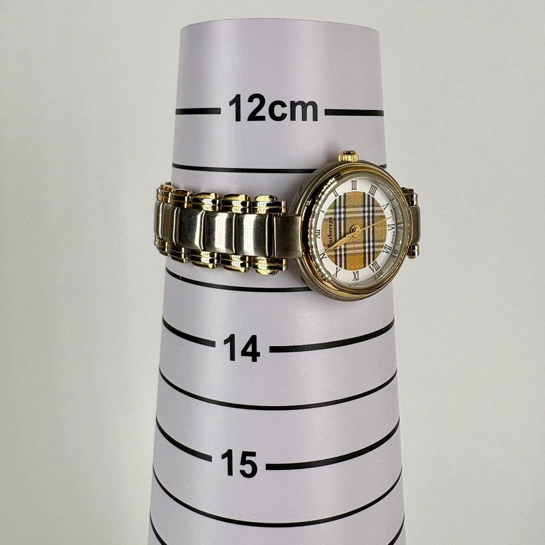 【稼働品】BURBERRY 11500L SS/GF 白 QZ レディース腕時計
