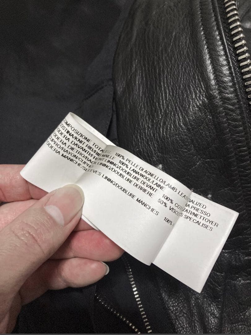 B 美品　rick owens インターシャ　シングル　レザージャケット