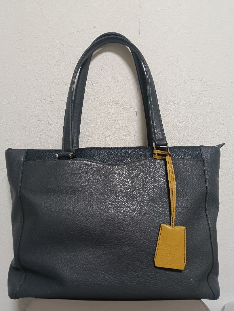 FUJITAKAフジタカ ビジネス トート バッグ グレーネイビー レザー A4