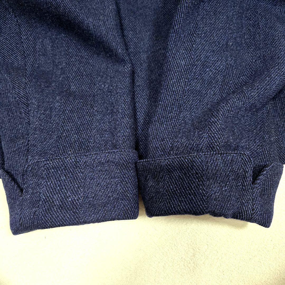 極美品 ランバンコレクション チェスターコート ダブル ヘリンボーン 紺 48