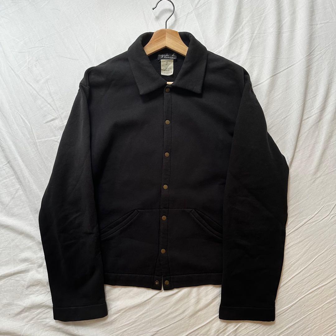 00s archive agnès b. スウェットボタンジャケット 黒 短丈