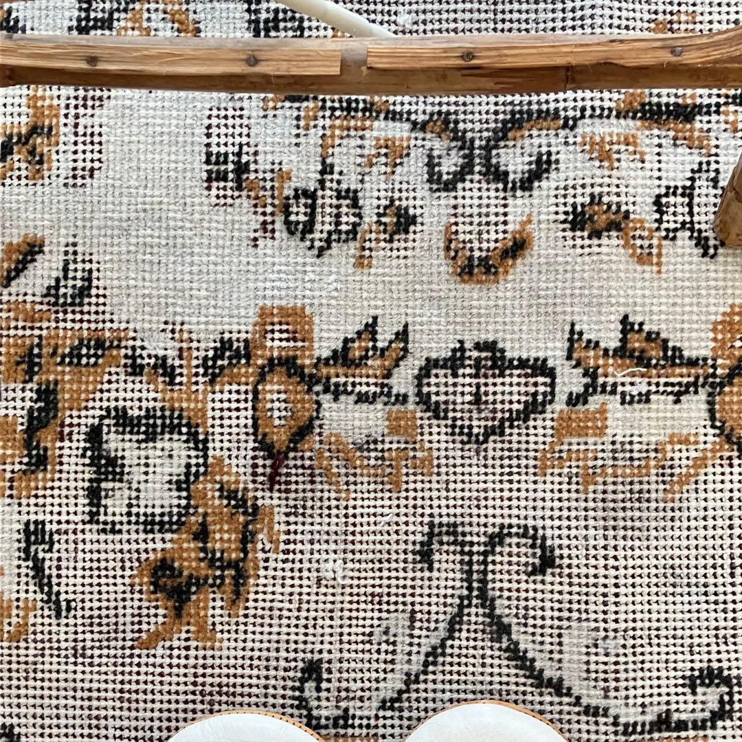 ライトグレー54×199ブラック　キャラメル　ランナー　トルコヴィンテージラグ